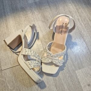 Pearl Cream Heeled Sandals